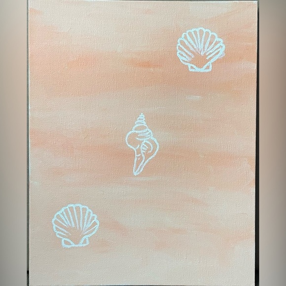 Seashell Art Painting - Peach and White Modern Nautical Minimalist - Picture 3 of 5